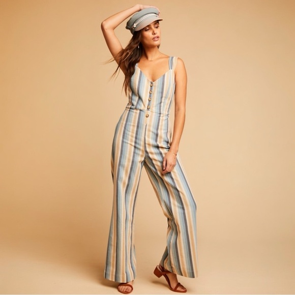 Nwt Knot Sisters Linen Wide Leg Jumpsuit Small - Picture 1 of 8